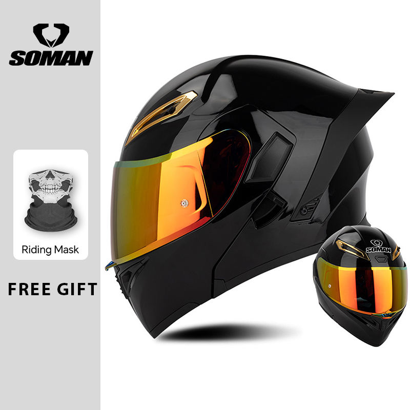 Dual Visor Motorcycle Racing Helmet - Helm Motor Unisex DOT Approved Dual