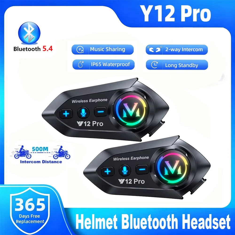 Full Face Motorcycle Helmet With Bluetooth - Helm Motor Y12 Pro Interkom Bluetooth