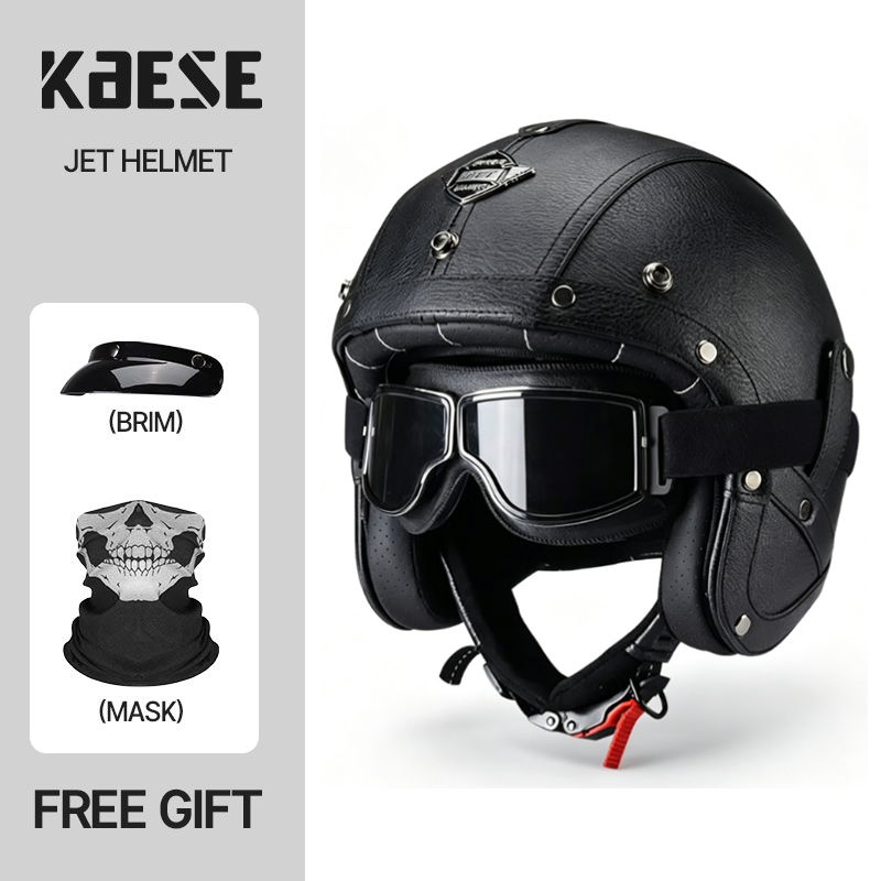 Helm Motor Klasik KAESE Warna  - Vintage Open Face Retro Helmet ulasan dan harga
